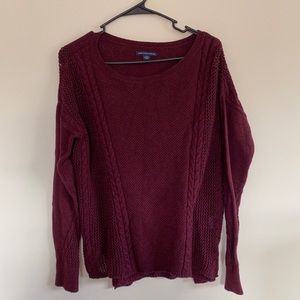 American Eagle Outfitters Maroon Light Knitted Sweater, Size Small